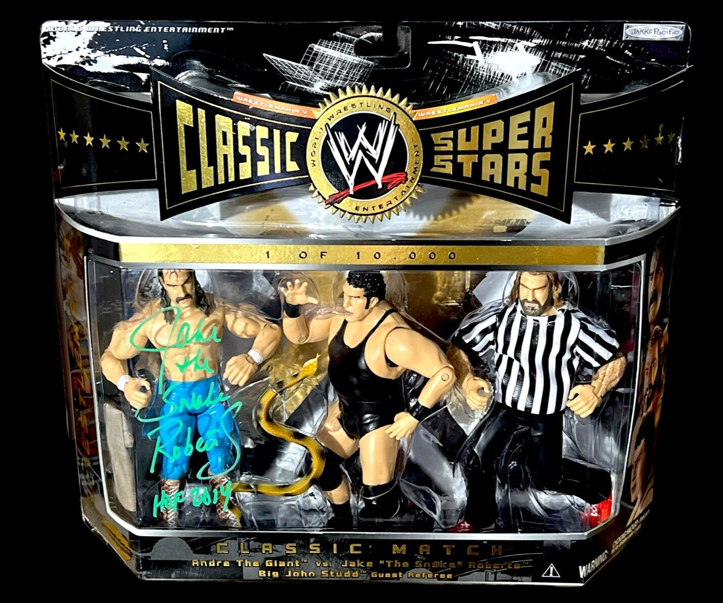 WWE CLASSIC SUPERSTARS 3 PACK SIGNED BY JAKE THE SNAKE