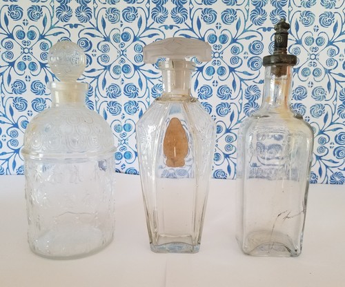 Antique Glass Perfume Bottles Set of 3 For 1 Price