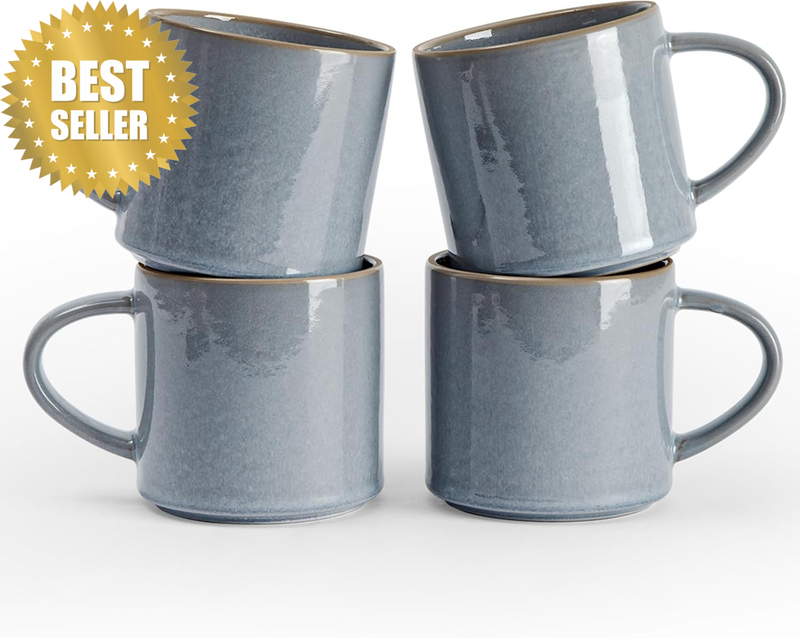 Nature Coffee Mugs Set of 4, 14 Oz Ceramic Stoneware Mug Set | Coffee Cups with