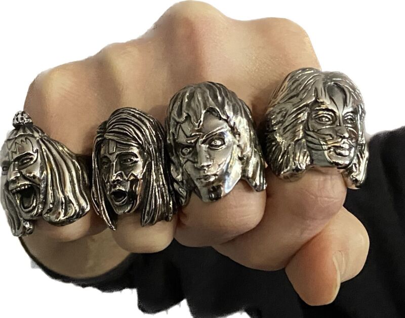 KISS Stainless Steel Ring Set (Ace, Gene, Peter and Paul) EOTR MSG Golden Ticket
