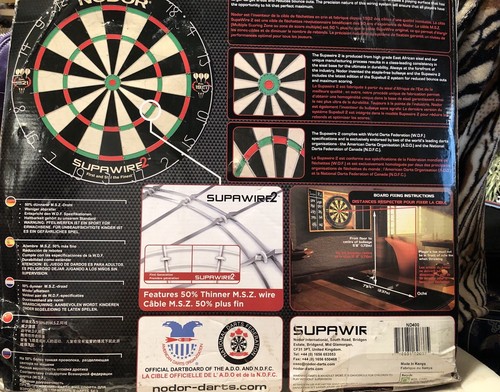 New Nodor Supawire Premium Bristle Dartboard 50% Thinner MSZ Wire