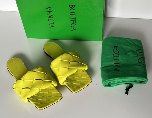 Pre-owned Bottega Veneta $1350  Yellow Lemon Flat Sandals Shoes 9 Us (39 Euro) 608853