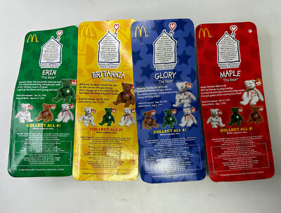 Ty McDonalds Beanie Baby Britannia Glory Maple Erin the Bear  1999 FULL SET OF 4