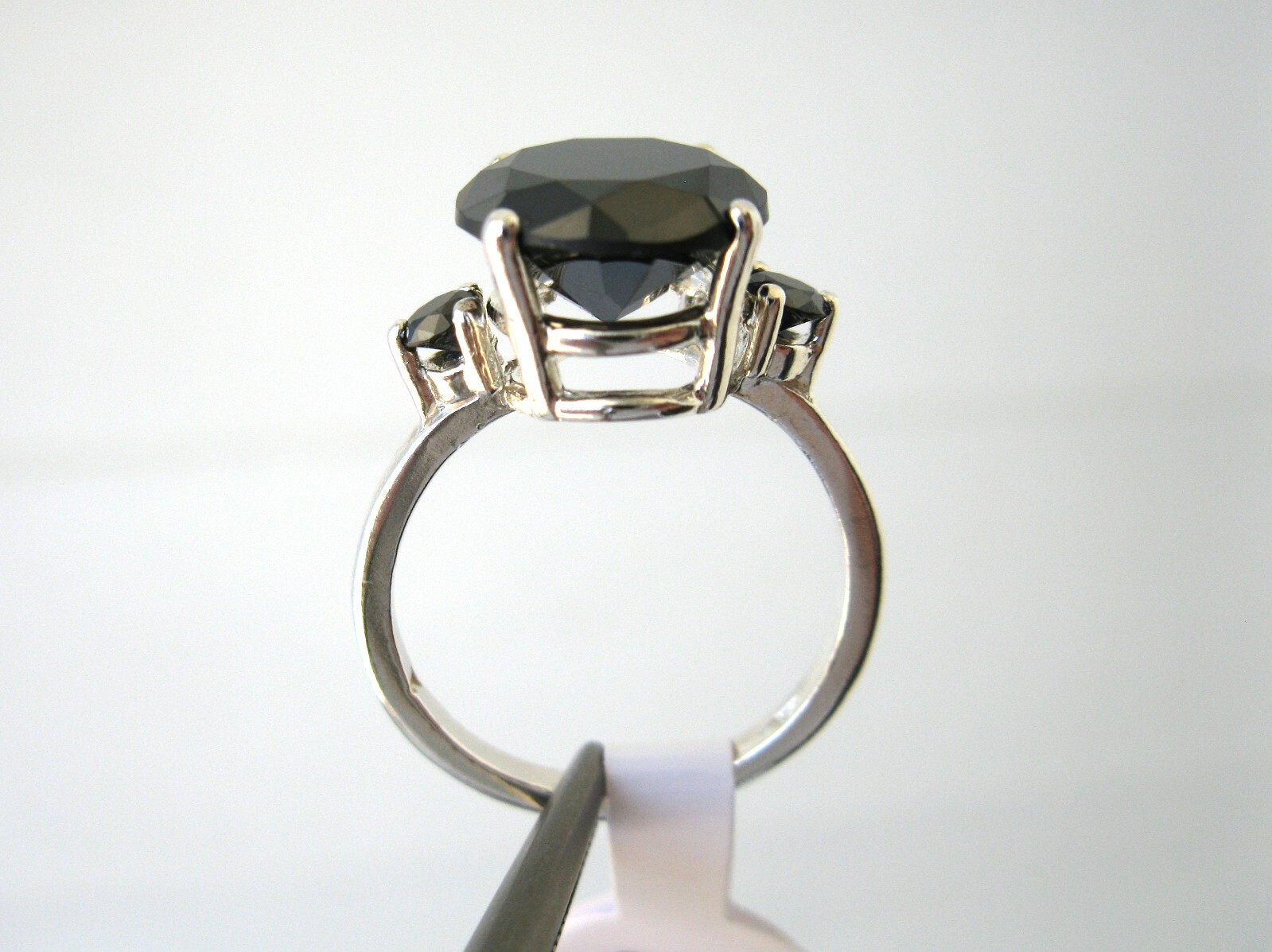 Pre-owned Real Black Diamonds Inc 3.20ctw Real Black Diamond Ring,3 Dia's,certificate,dia Tester,size 5,6,7,8,9,10