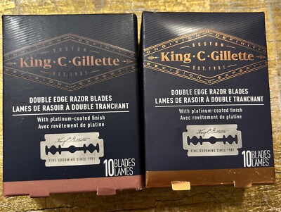 20 Total (2 Packs, 10 Each) King C. Gillette Double Edge Safety Razor Blades