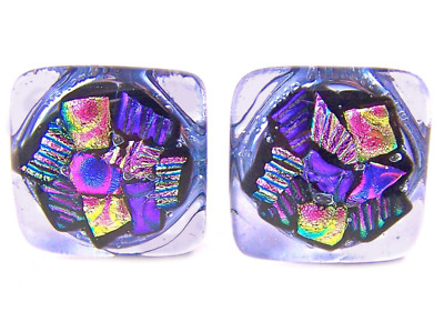 DICHROIC Glass Cabinet Knobs Drawer Pulls Pink Purple Mosaic Bathroom Kitchen