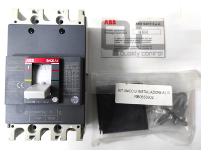 ABB MCCB 3P 100A, SACE FORMULA A1C 125 TMF 100-1000 3p F F, V#53A