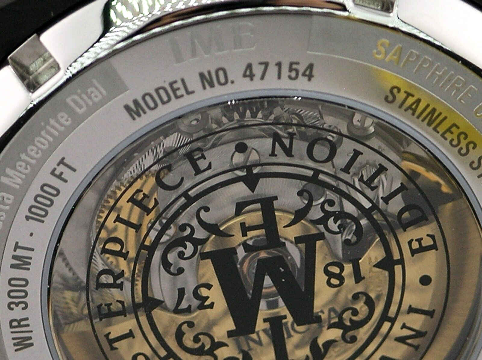 Pre-owned Invicta 47154 Swiss Automatic Eta 2824 Masterpiece Meteorite Dial Limited