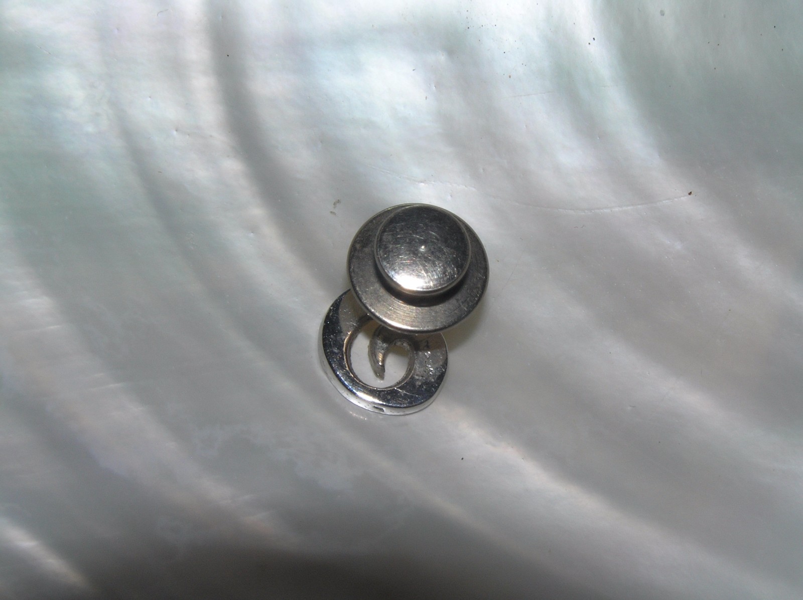 Vintage Faux Marcasite Silvertone Swirly Initial S Tie Tac or Lapel or Hat Pin