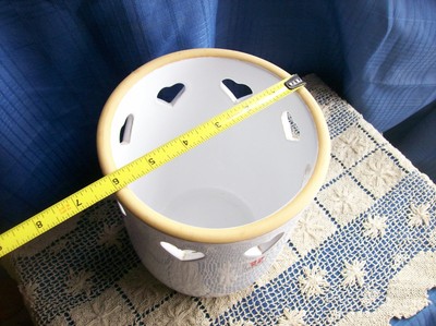 KERAMIK Stoneware ~Art Pottery~Open CROCK~White ~HEART Cut Outs~made in Denmark