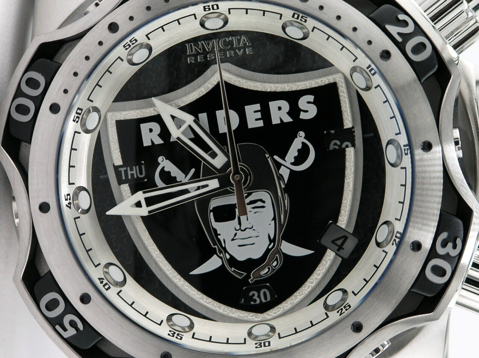 Pre-owned Invicta 33083 Venom Nfl Las Vegas Raiders Swiss Chronograph Watch 52.5mm