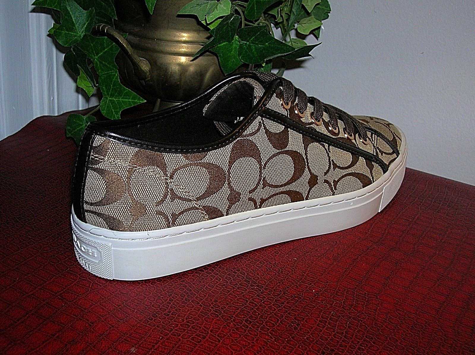 Coach Roberta Brown&khaki Signature Print Athletic Sneakers/Shoes Women's 9 new