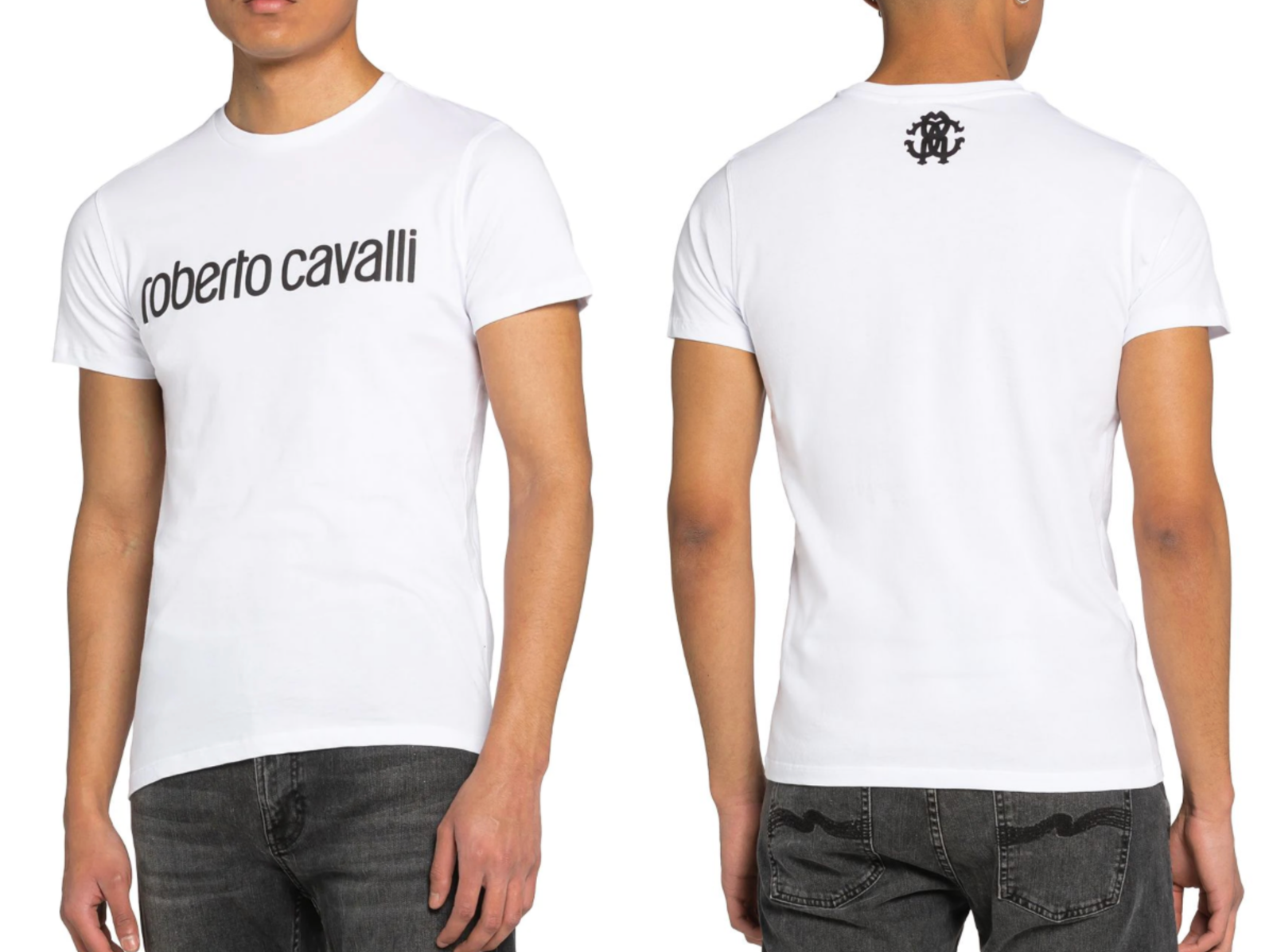 ROBERTO CAVALLI ROBERTO CAVALLI FIRENZE LOGO PRINT LUXURY CREW NECK T-SHIRT RETRO SHIRT TOP L