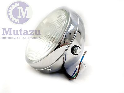 Universal Round Metal 7'' Motorcycle Headlight bobber streetfighter Cafe racer