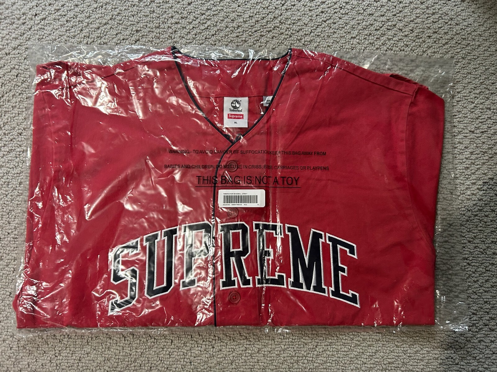✓100% AUTHENTIC✓ 🔥Supreme Timberland🔥 Baseball Jersey Red XL