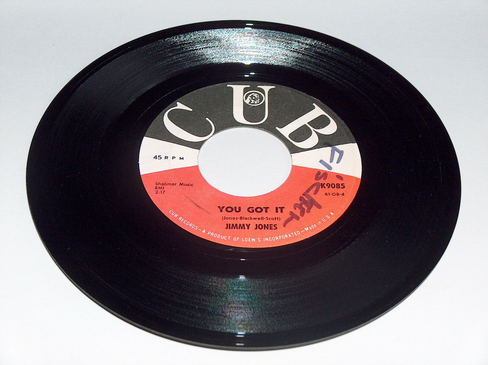45 RPM Jimmy Jones You Got It, I Told You So CUB Vinyl