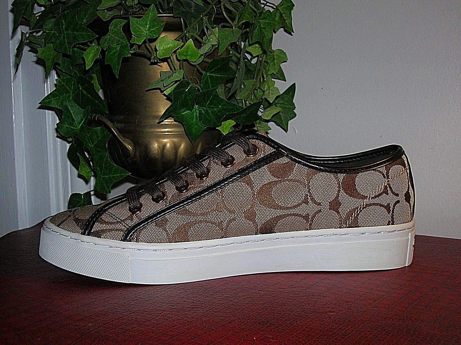 Coach Roberta Brown&khaki Signature Print Athletic Sneakers/Shoes Women's 9 new