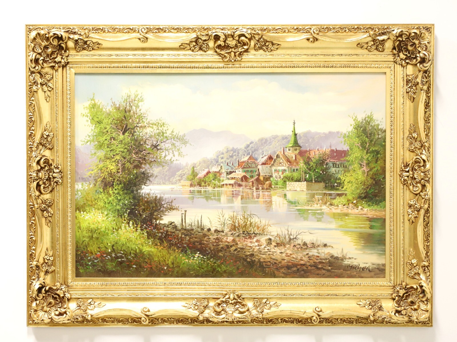 油彩画　8号　Love and peace 20th Century Original Oil Painting on Canvas - German