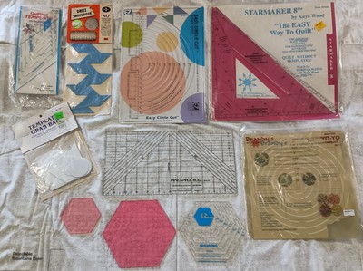11 Pc Lot Quilting Templates  Acrylic Dritz Smockruler Brandy's YoYo StarMaker 8
