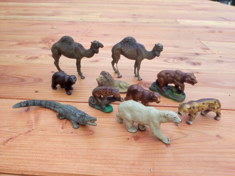 Antike Massefiguren Zoo Tiere Konvolut , Elastolin Lineol Hausser?
