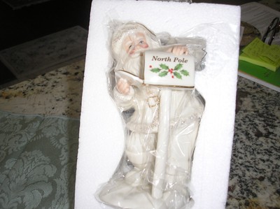 Lenox Porcelain Figurine titled ''Last Minute Lists'' Santa by North Pole mailbox
