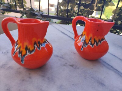 2 Vasi Bertoncello Italy Modernariato Stile Lava Vulcano Design Italiano 
