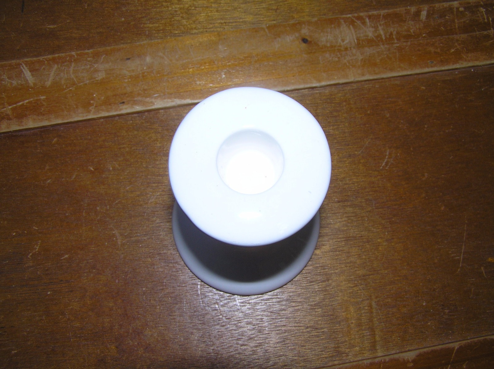 Vintage Land’s End White Ceramic Candlestick Candle Holder w Red Painted Winter