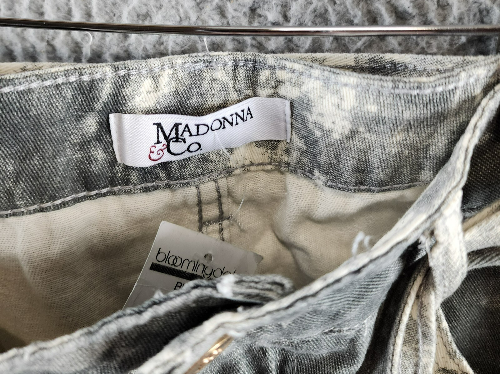 Madonna & Co. Cargo Denim Mini Skirt Women's L Gray Acid Wash Button Zip Closure - Picture 8 of 13