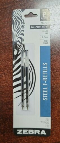 2 refills F-Refill for Zebra F-301 F301 F-402 F-701 Stainless Steel Pen Black