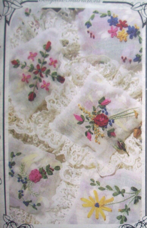 Silk Ribbon Embroidered Embrodiery Sachets pattern flowers sunflowers rosees