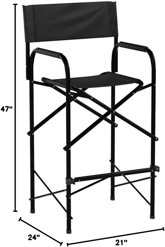 Impact Canopy Tall Folding Director'S Chair, Heavy Duty, Set of 2 Chairs, Black