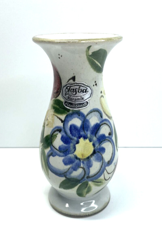 Jasba Keramik Haudgemalt West German Pottery Vase Art Marked On Base With Number
