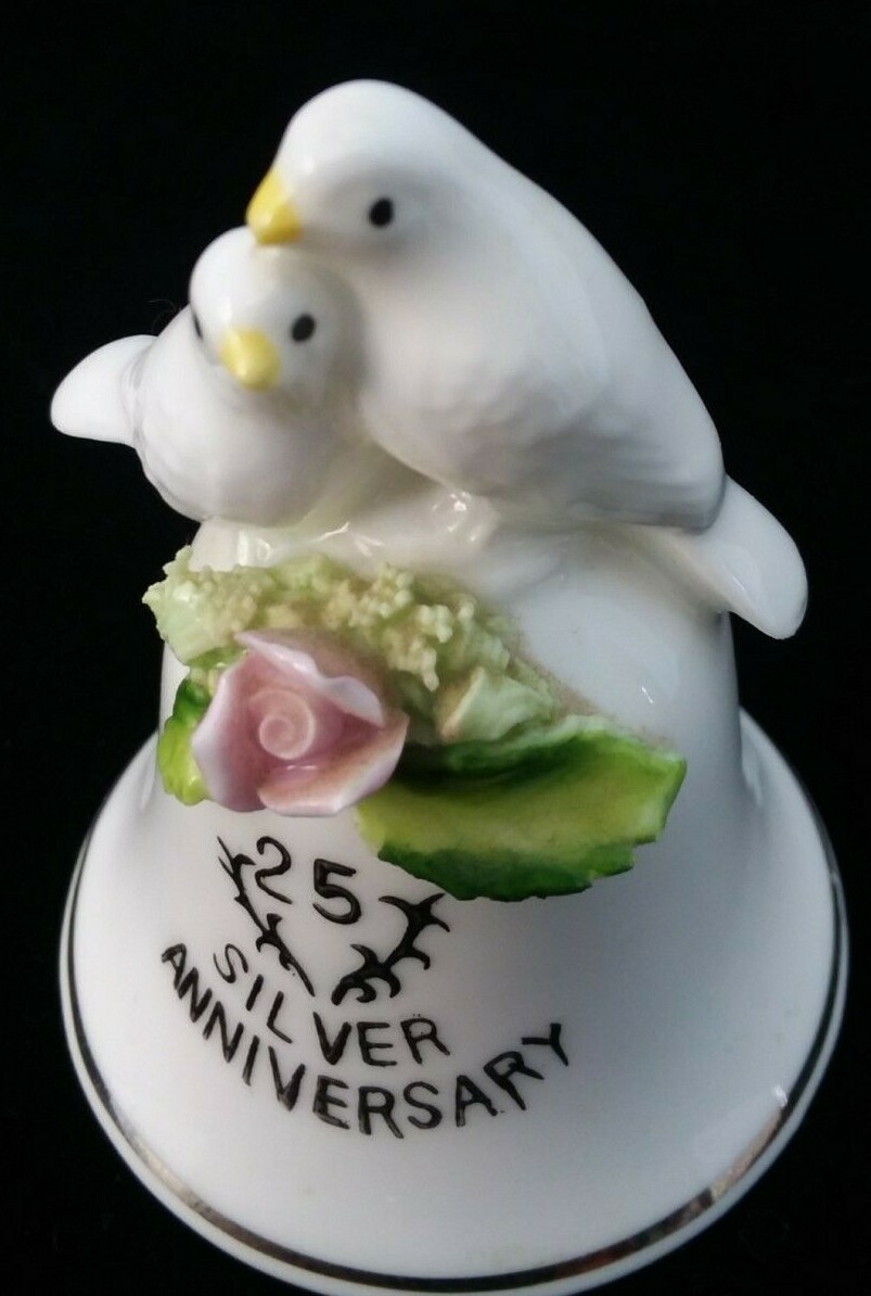 ENESCO Maruri Masterpiece COLLECTIBLE BELL Bone China 25th SILVER Anniversary