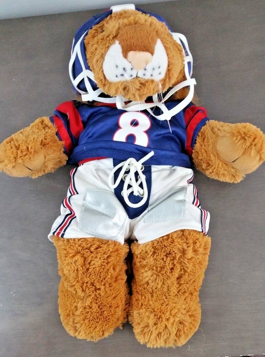 BEAR FACTORY NWT Bear in FOOTBALL UNIFORM - 3 PIECE SET- RED-WHITE-BLUE