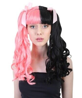 Adult Cosplay Melanie Style Pink ribbon Party Costume Pink & Black Wig HW-1101A