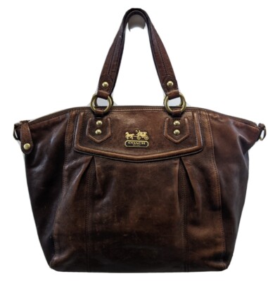 Coach brown leather handbag cheap