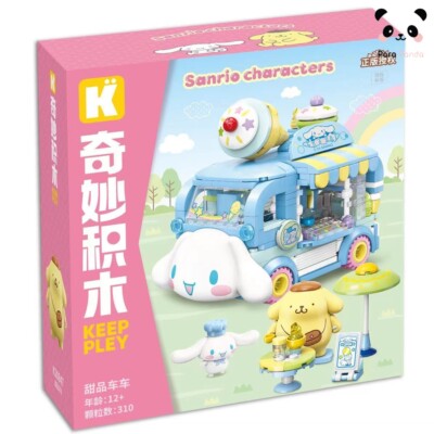 Keeppley sanrio hello kitty Cinnamoroll Hamburger Dessert Truck Buidling Block