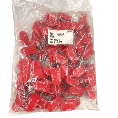 100 Red Padlock Seals Secure Utility Meters Cabinets Drums Steel Hasp Numbered