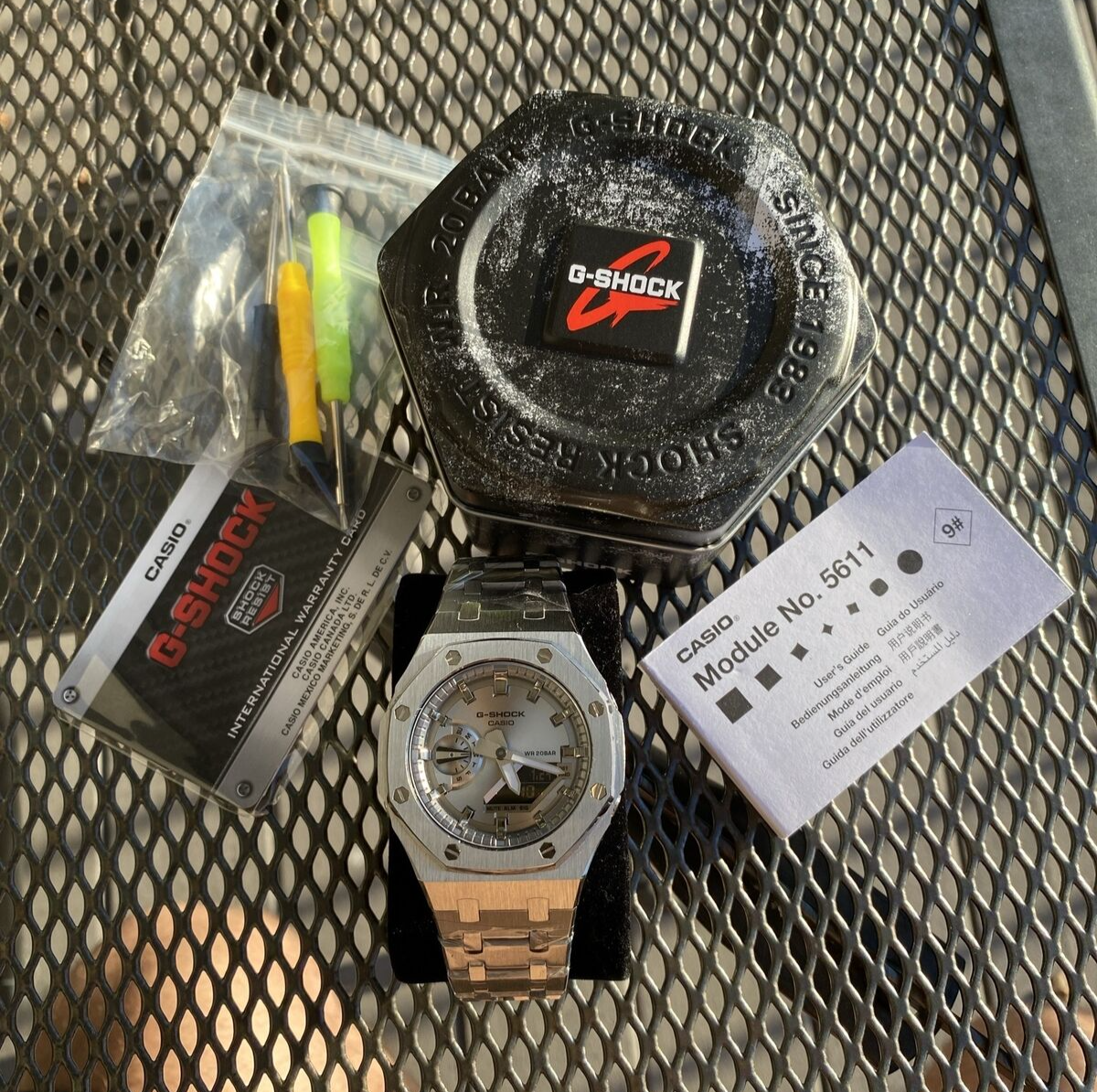 Pre-owned Casio G-shock Ga2100 Custom Mod All Silver Color