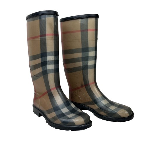 レインブーツ BURBERRY Vintage check neoprene and rubber rain boots Beige Vintage Check Rain Boots - kids atelier
