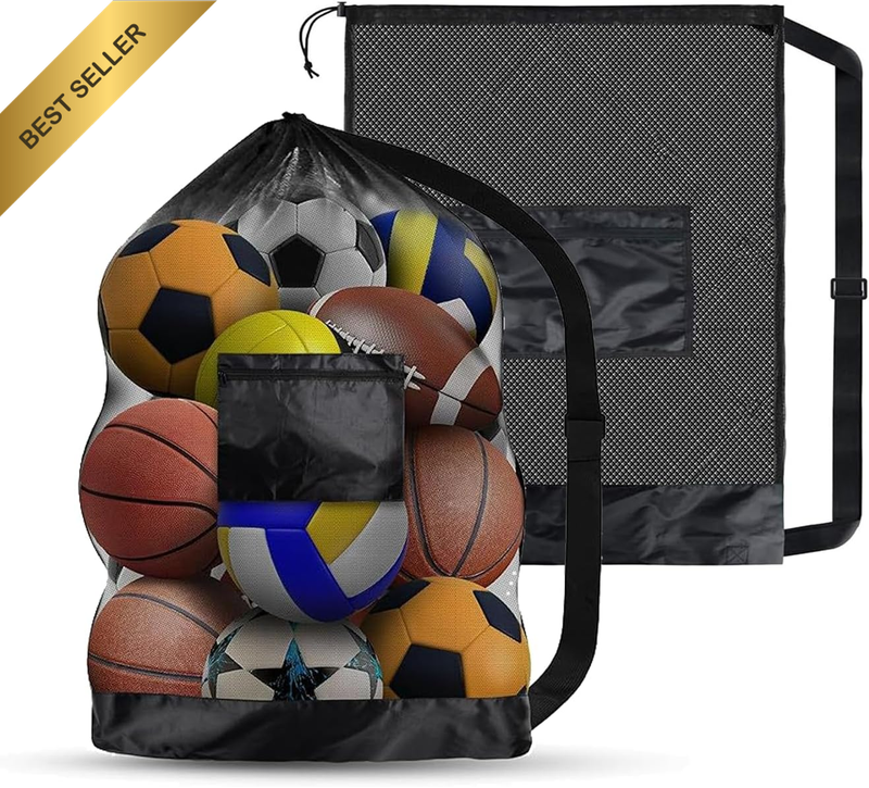 2 Pack Large Mesh Drawstring Bag, Mesh Soccer Ball Bag, Baseball Basketball Spor