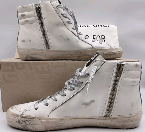 Pre-owned Golden Goose Slide Women's Leather Sneakers White/gold/silver Eu 39 Us 9 $655