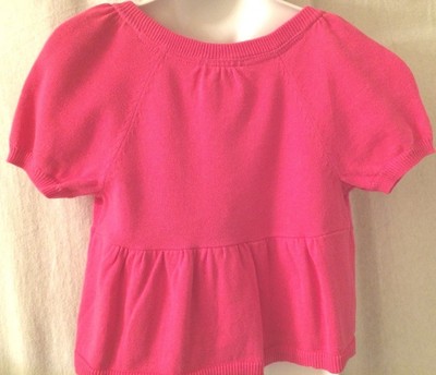 J. KHAKI Solid Pink Fuchsia Short Sleeve Cardigan Girls Sz Small 7/8 $29