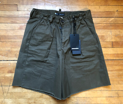 DSQUARED² RUNWAY CAMP GREEN KHAKIS ELASTICIED RAW SAFARI SHORTS S 30 46 