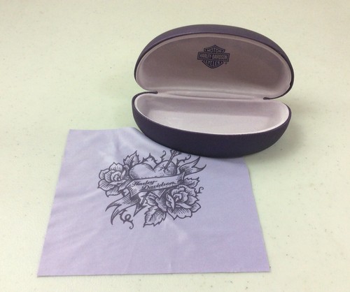 HARLEY DAVIDSON Large Sunglasses Hard Case Purple with Cleaning Cloth