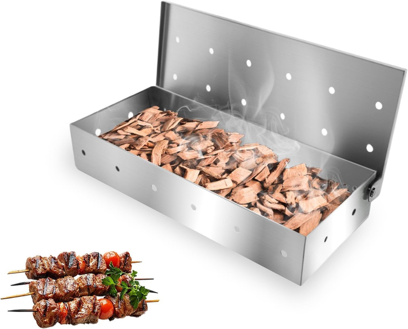 Stainless Steel Smoker Box for Gas Grill and Charcoal Grill, Large Wood Chip Smo