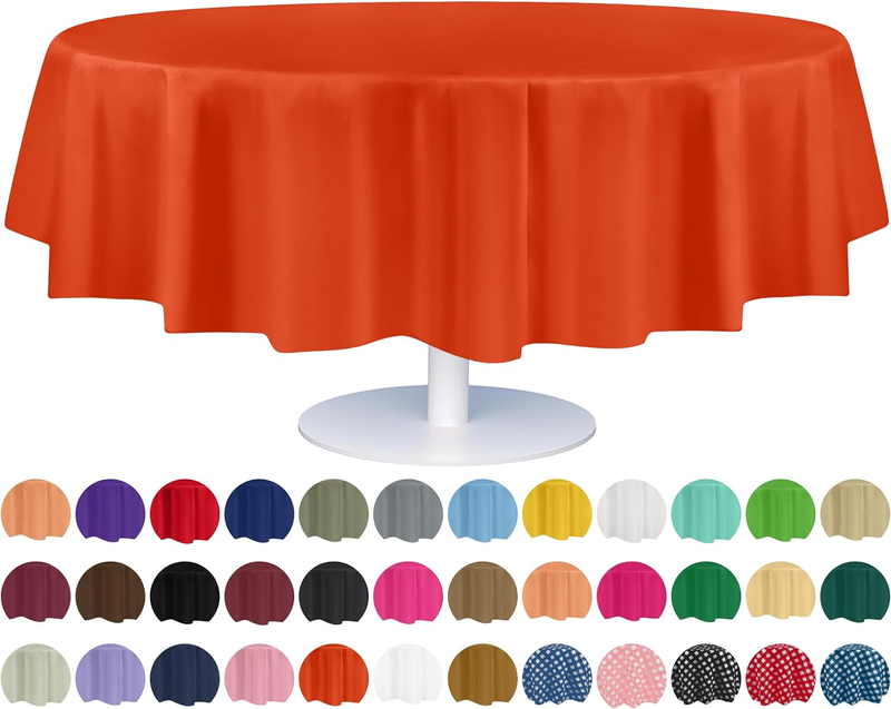 Orange 6 Pack Premium Disposable Plastic Tablecloth 84" Inch