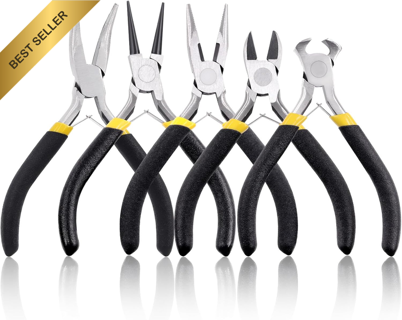 5Pcs Jewelry Pliers Set Includes round Nose Pliers, Bent Nose Pliers, Needle Nos