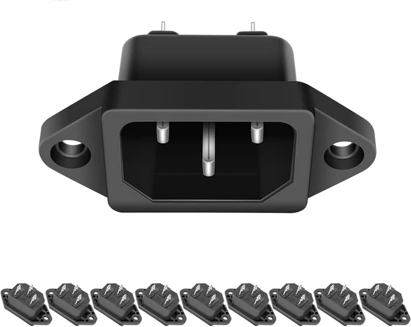 10 Pack AC 250V 10A IEC 320 C14 Panel Mount Plug Adapter Power...