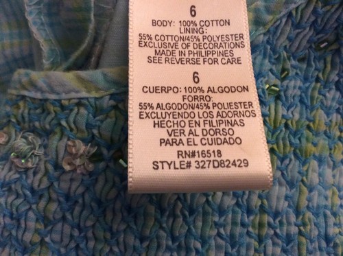 Lovely Smocked Aqua/Green Plaid Dress By YOUNGLAND...SZ: 6...